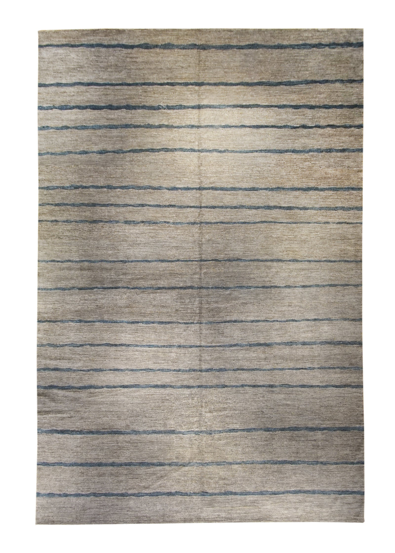Oriental Rug Pakistani Handmade Area Transitional Neutral 12'1"x18'2" (12x18) Gray Blue Gabbeh Geometric Design #A28034
