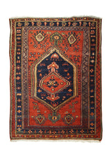 Persian Rug Kurdistan Handmade Area Tribal 4'6"x5'10" (5x6) Red Blue Geometric Design #A28116