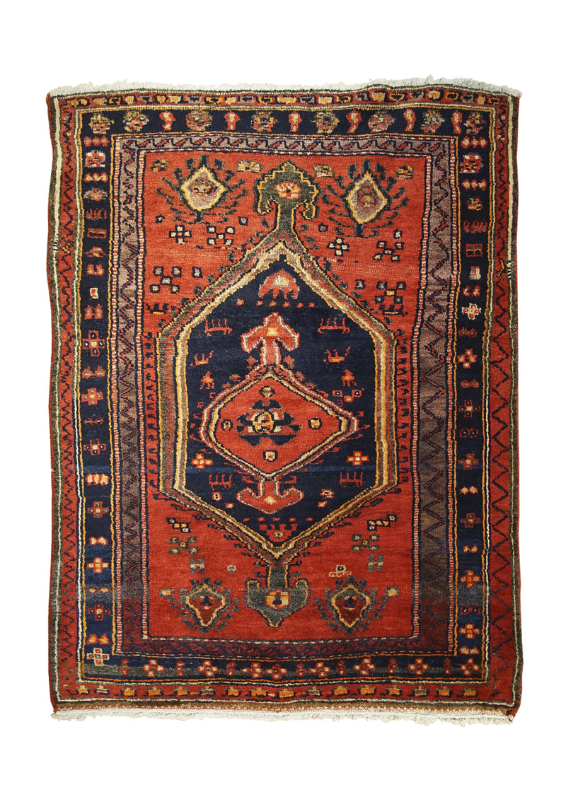 Persian Rug Kurdistan Handmade Area Tribal 4'6"x5'10" (5x6) Red Blue Geometric Design #A28116