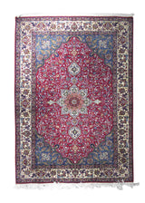 Persian Rug Yazd Handmade Area Traditional 7'11"x11'1" (8x11) Red Blue Floral Design #A28134