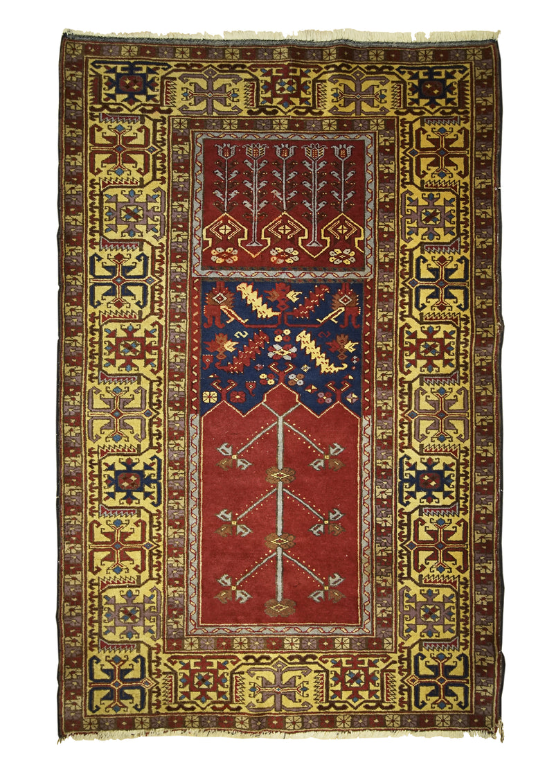 Oriental Rug Turkish Handmade Area Traditional 3'11"x6'0" (4x6) Red Yellow/Gold Tree of Life Design #A28140