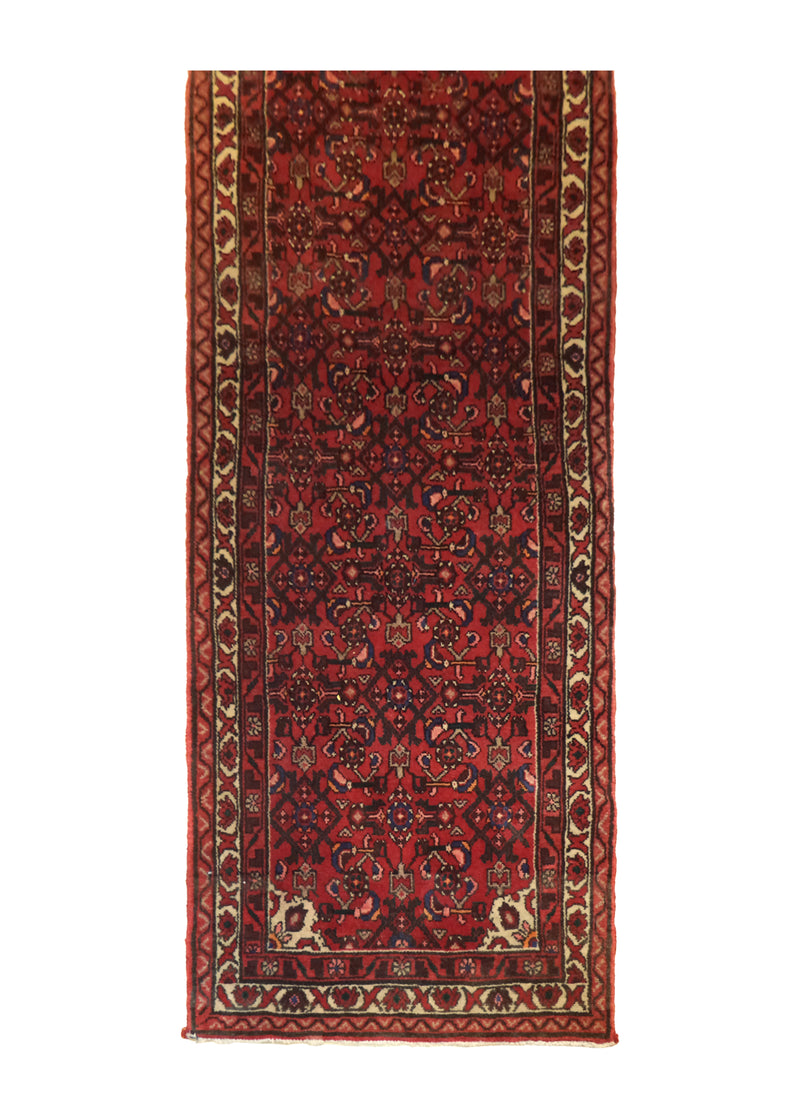Persian Rug Hossein Abad Handmade Runner Tribal 2'9"x13'4" (3x13) Red Geometric Design #A28154