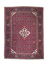 Persian Rug Hamadan Handmade Area Tribal Antique 4'10"x6'5" (5x6) Red Geometric Design #A28155