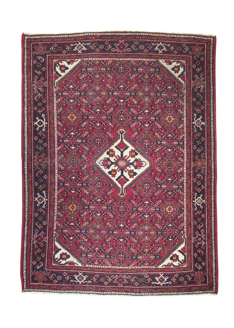 Persian Rug Hamadan Handmade Area Tribal Antique 4'10"x6'5" (5x6) Red Geometric Design #A28155