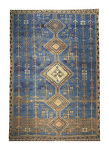 Persian Rug Kurdistan Handmade Area Tribal Antique 6'5"x9'9" (6x10) Blue Pink Geometric Design #A28157