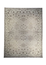 Oriental Rug Afghan Handmade Area Transitional Neutral 8'9"x11'2" (9x11) Whites/Beige Brown Malayer Floral Natural Design #A28178