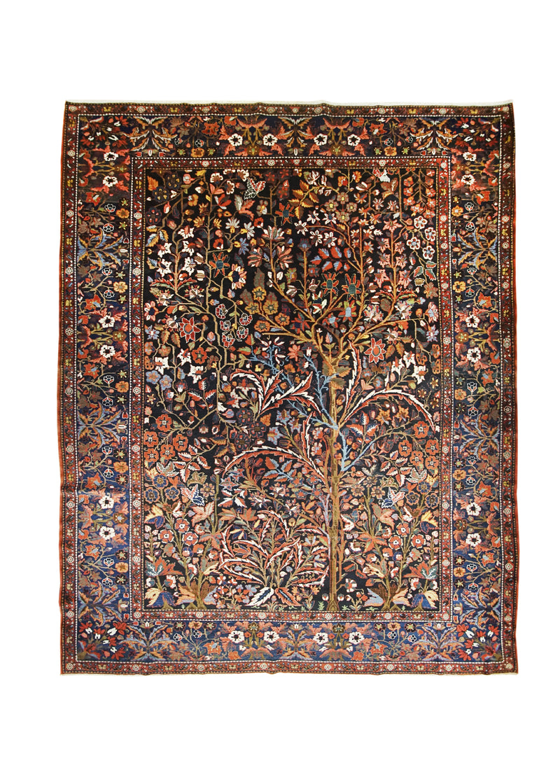 Persian Rug Bakhtiari Handmade Area Tribal Antique 10'6"x13'7" (11x14) Blue Red Tree of Life Design #A28181