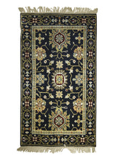 Oriental Rug Indian Handmade Area Transitional 3'0"x5'0" (3x5) Black Whites/Beige Floral Design #A28217