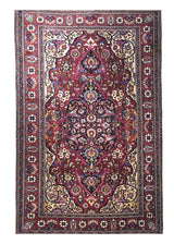 Persian Rug Toodeshk Handmade Area Traditional Antique 7'2"x10'8" (7x11) Red Floral Design #A28227