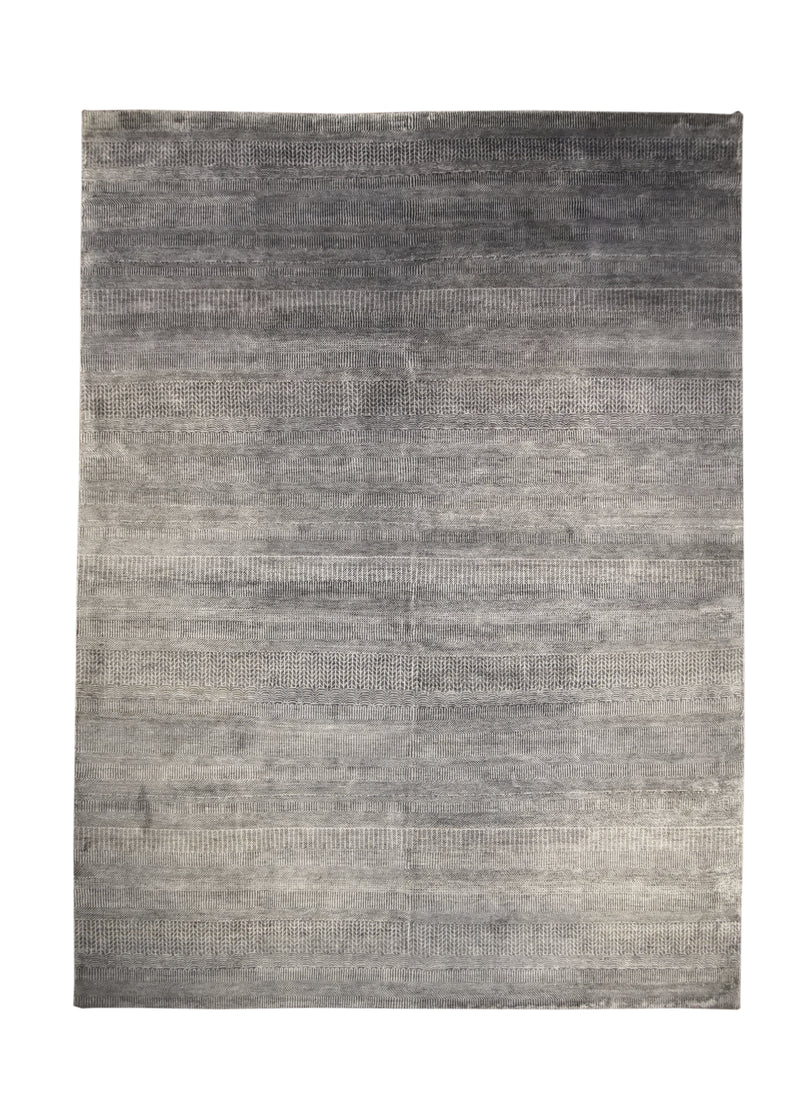 Oriental Rug Indian Handmade Area Modern Neutral 8'8"x11'8" (9x12) Gray Whites/Beige Grass Gabbeh Design #A28240