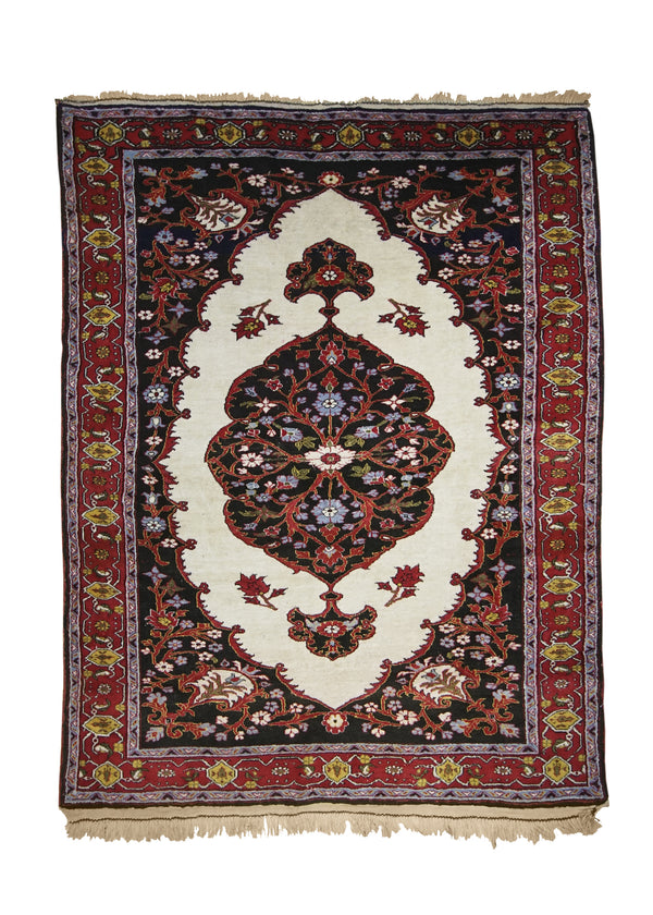 Persian Rug Baloch Handmade Area Tribal 3'11"x5'6" (4x6) Whites/Beige Red Blue Open Field Design #A28258