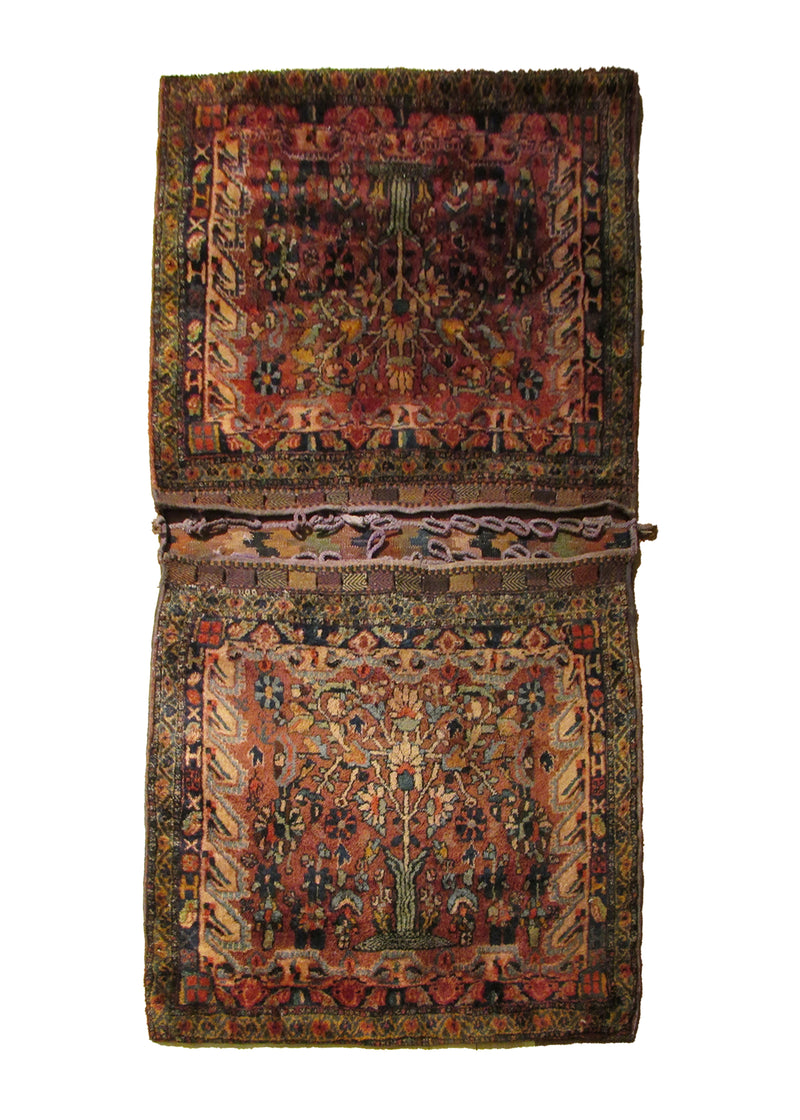 Persian Rug Afshar Handmade Saddle Tribal Antique 2'10"x5'3" (3x5) Red Blue Tree of Life Design #A28284