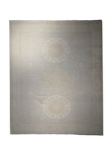 Oriental Rug Pakistani Handmade Area Transitional Neutral 8'0"x9'6" (8x10) Blue Whites/Beige Silver Wash Khotan Geometric Design #A28289