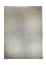 Oriental Rug Indian Handmade Area Modern 8'11"x11'11" (9x12) Whites/Beige Blue Erased Floral Abstract Design #A28309