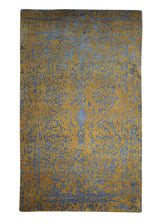 Oriental Rug Indian Handmade Area Modern 3'0"x5'0" (3x5) Yellow/Gold Blue Erased Abstract Design #A28317