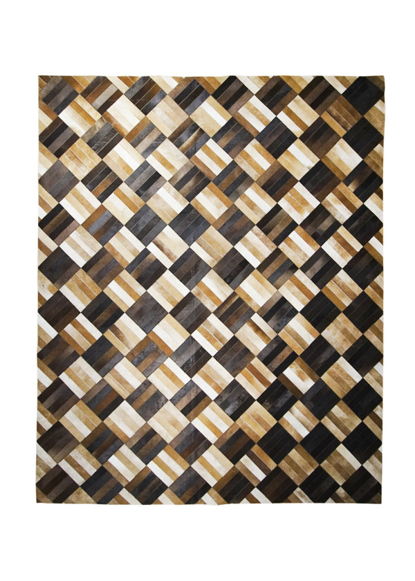 Oriental Rug Indian Handmade Area Modern 8'0"x10'0" (8x10) Brown Checkered Abstract Design #A28323