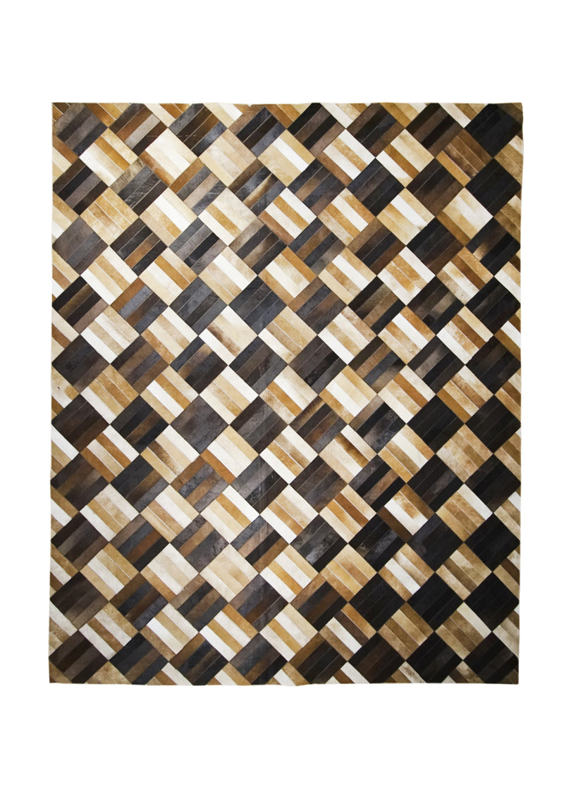 Oriental Rug Indian Handmade Area Modern 8'0"x10'0" (8x10) Brown Checkered Abstract Design #A28323