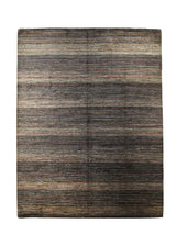 Oriental Rug Pakistani Handmade Area Transitional Tribal 7'11"x10'3" (8x10) Black Multi-color Gabbeh Stripes Design #A28345