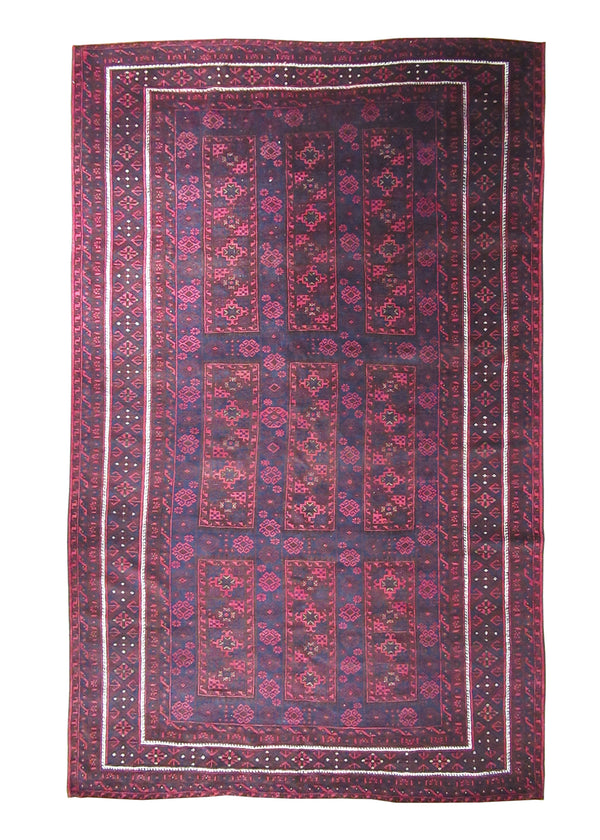 Persian Rug Baloch Handmade Area Tribal 6'10"x10'10" (7x11) Blue Red Geometric Design #A28366