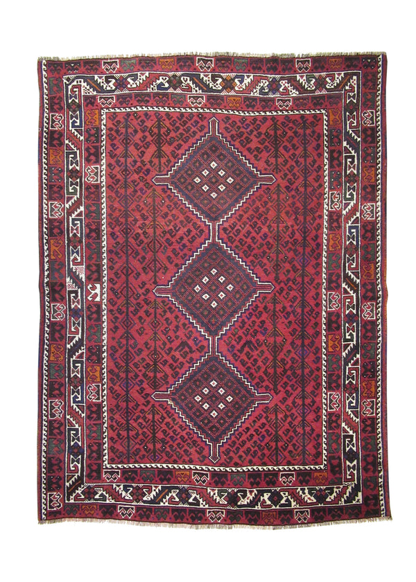 Persian Rug Afshar Handmade Area Tribal 5'5"x7'3" (5x7) Red Geometric Design #A28369
