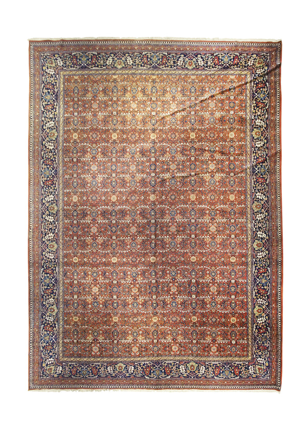 Persian Rug Tabriz Handmade Area Traditional Antique 12'9"x18'1" (13x18) Red Blue Geometric Design #A28371