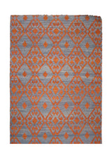 Oriental Rug Indian Handmade Area Transitional 4'2"x6'1" (4x6) Blue Red Geometric Design #A28436