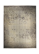 Oriental Rug Indian Handmade Area Transitional 8'11"x11'9" (9x12) Whites/Beige Brown Yellow/Gold Geometric Erased Abstract Design #A28439