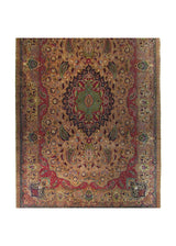 Persian Rug Tabriz Handmade Area Traditional 7'7"x11'4" (8x11) Green Pink Floral Aalaabaaf Design #A28492