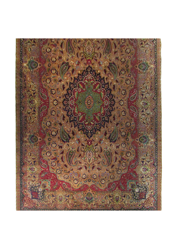 Persian Rug Tabriz Handmade Area Traditional 7'7"x11'4" (8x11) Green Pink Floral Aalaabaaf Design #A28492