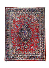 Persian Rug Mashhad Handmade Area Traditional 9'10"x13'2" (10x13) Red Blue Floral Design #A28510