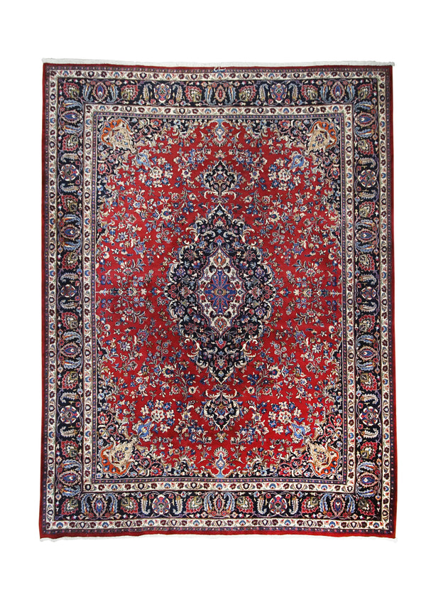 Persian Rug Mashhad Handmade Area Traditional 9'10"x13'2" (10x13) Red Blue Floral Design #A28510
