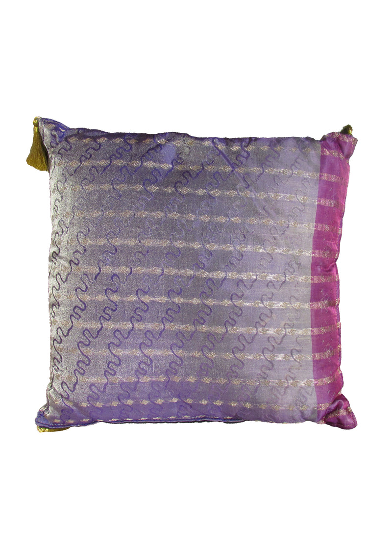 Oriental Rug Indian Handmade Pillow Traditional 1'5"x1'5" (1x1) Purple Floral Design #A28521