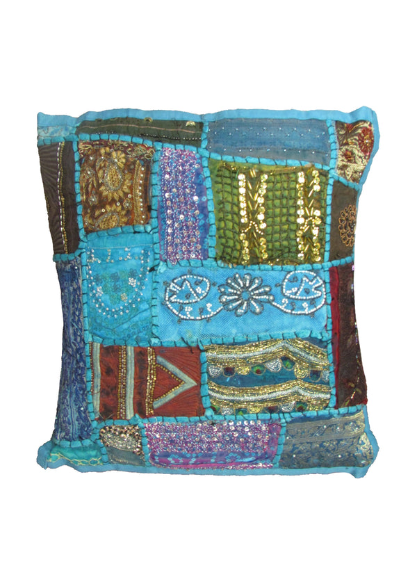 Oriental Rug Indian Handmade Pillow Traditional 1'1"x1'4" (1x1) Multi-color Floral Design #A28523