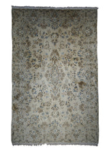 Persian Rug Lavar Kerman Handmade Area Traditional Vintage 4'0"x6'2" (4x6) Whites/Beige Blue Floral Design #A28532