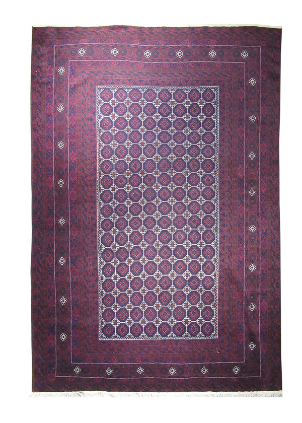 Oriental Rug Turkmen Handmade Area Tribal 7'6"x10'7" (8x11) Red Turkman Geometric Elephant Foot Bokhara Design #A28553