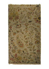 Oriental Rug Indian Handmade Area Transitional 4'2"x7'6" (4x8) Whites/Beige Floral Design #A28603