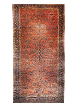 Persian Rug Mohajeran Sarouk Handmade Area Traditional Antique 12'1"x24'0" (12x24) Red Blue Floral Design #A28641