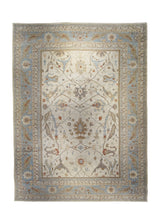 Oriental Rug Pakistani Handmade Area Transitional Neutral 12'0"x16'0" (12x16) Whites/Beige Blue Antique Washed Sultanabad Floral Design #A28696