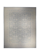 Oriental Rug Pakistani Handmade Area Transitional Neutral 9'4"x11'9" (9x12) Blue Whites/Beige Gray Stone Wash Khotan Pomegranate Design #A28712