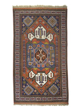 Oriental Rug Turkish Handmade Area Tribal 3'10"x6'8" (4x7) Red Blue Green Geometric Design #A28764