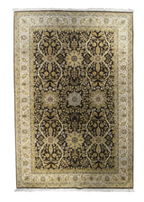 Oriental Rug Indian Handmade Area Transitional 7'7"x11'3" (8x11) Brown Whites/Beige Yellow/Gold Tea Washed Floral Design #A28789