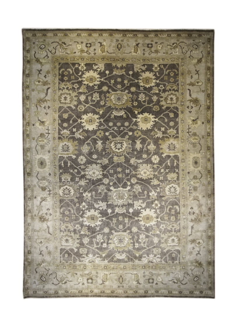 Oriental Rug Indian Handmade Area Transitional 9'7"x13'5" (10x13) Whites/Beige Yellow/Gold Geometric Design #A28791