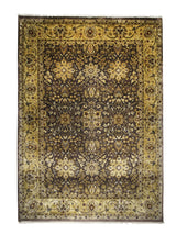 Oriental Rug Indian Handmade Area Transitional 9'10"x13'10" (10x14) Brown Yellow/Gold Tea Washed Floral Design #A28792