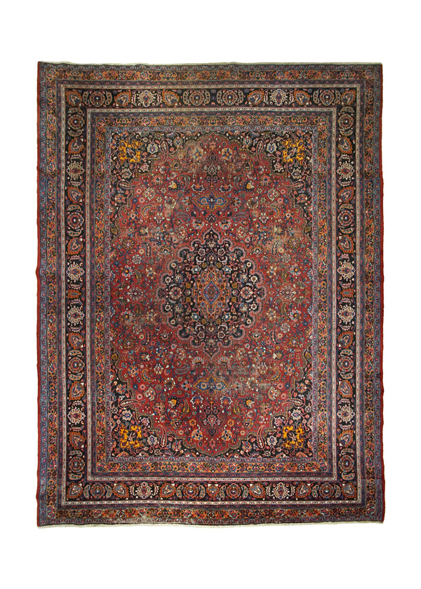 Persian Rug Mashhad Handmade Area Traditional 10'5"x13'11" (10x14) Red Blue Floral Design #A28794