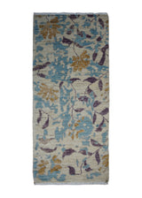 Oriental Rug Pakistani Handmade Area Transitional 1'9"x3'10" (2x4) Whites/Beige Blue Purple Floral Design #A28823