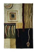 Oriental Rug Indian Handmade Area Modern 2'0"x3'0" (2x3) Whites/Beige Black Geometric Design #A28824