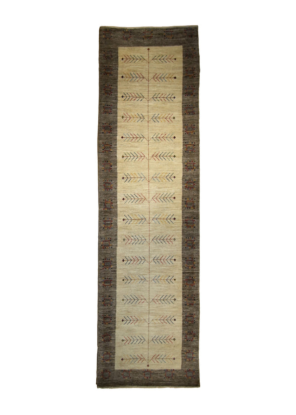 Persian Rug Gabbeh Handmade Runner Tribal 2'8"x8'11" (3x9) Whites/Beige Tree of Life Design #A28917