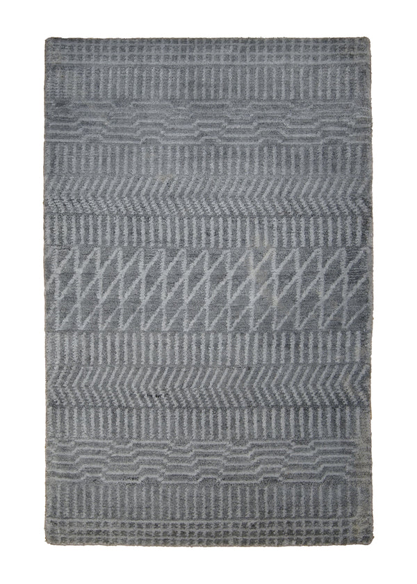 Oriental Rug Indian Handmade Area Modern Neutral 2'0"x3'0" (2x3) Whites/Beige Geometric Stripes Design #A28958
