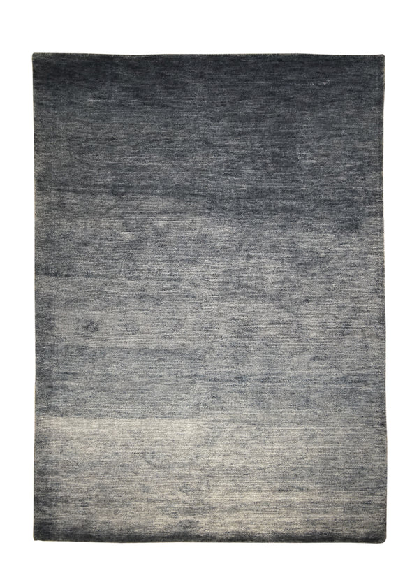 Oriental Rug Indian Handmade Area Modern Neutral 4'2"x6'1" (4x6) Blue Plain Open Gabbeh Design #A28994