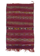 Oriental Rug Moroccan Handmade Area Tribal 3'2"x4'9" (3x5) Red Whites/Beige Stripes Geometric Design #A29035